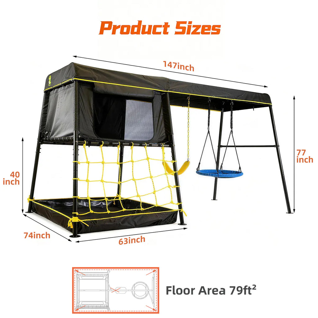 6-in-1 Backyard Swing Set for Kids